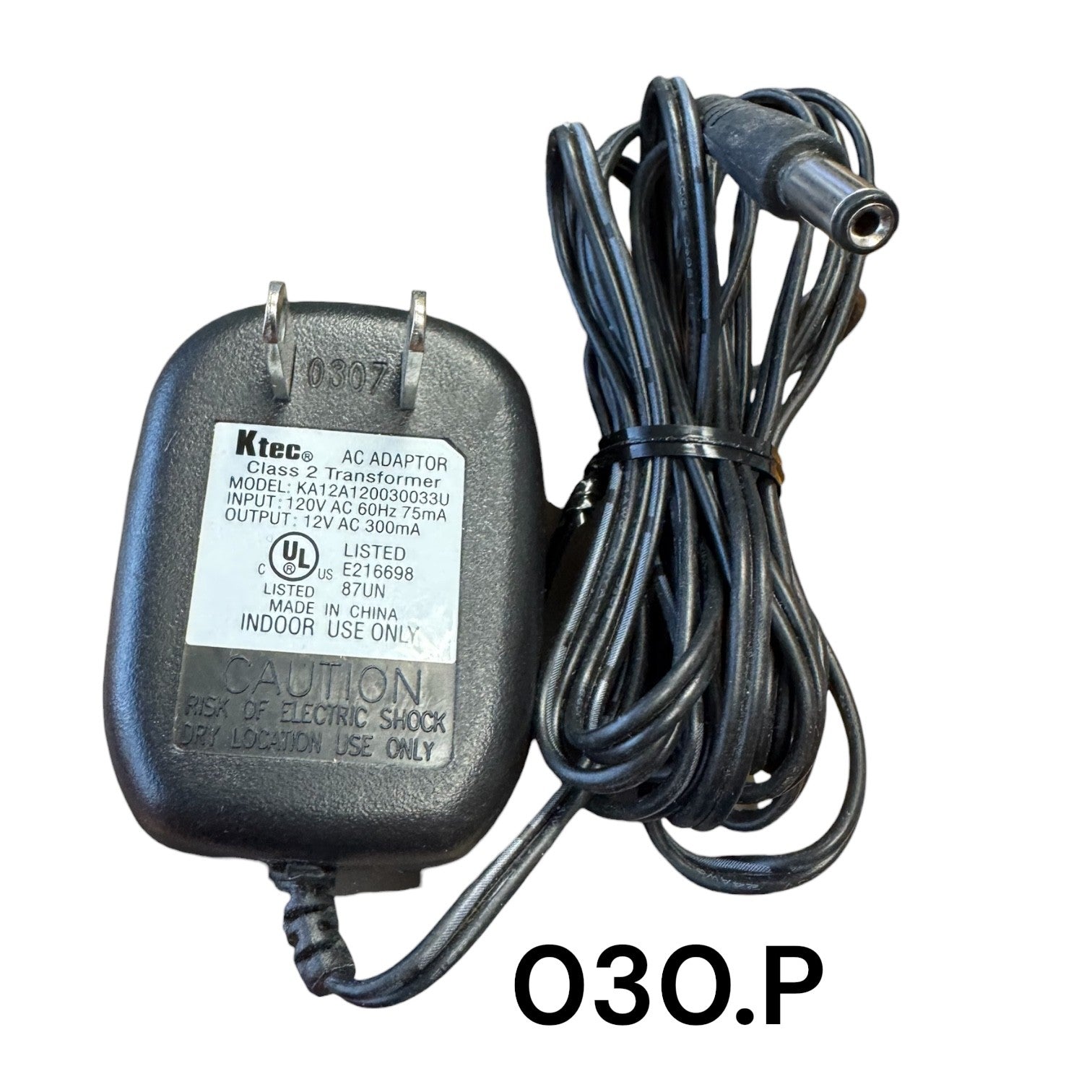 Black Replacement Adapter 12V AC 300mA with Male Barrel Jack