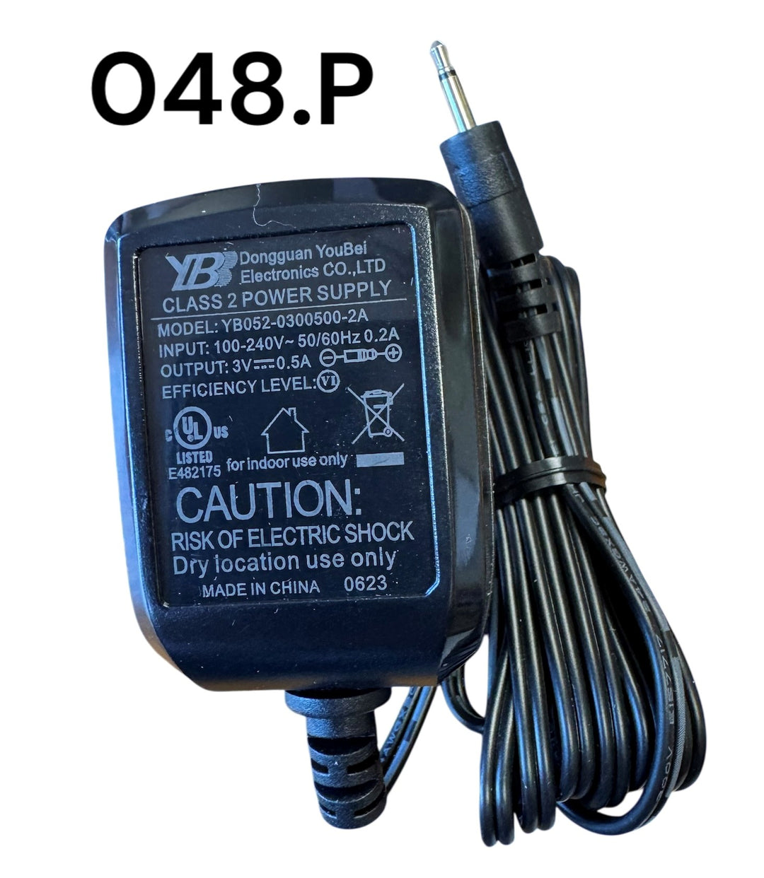 Replacement Adapter 3V DC 500mA black male jack