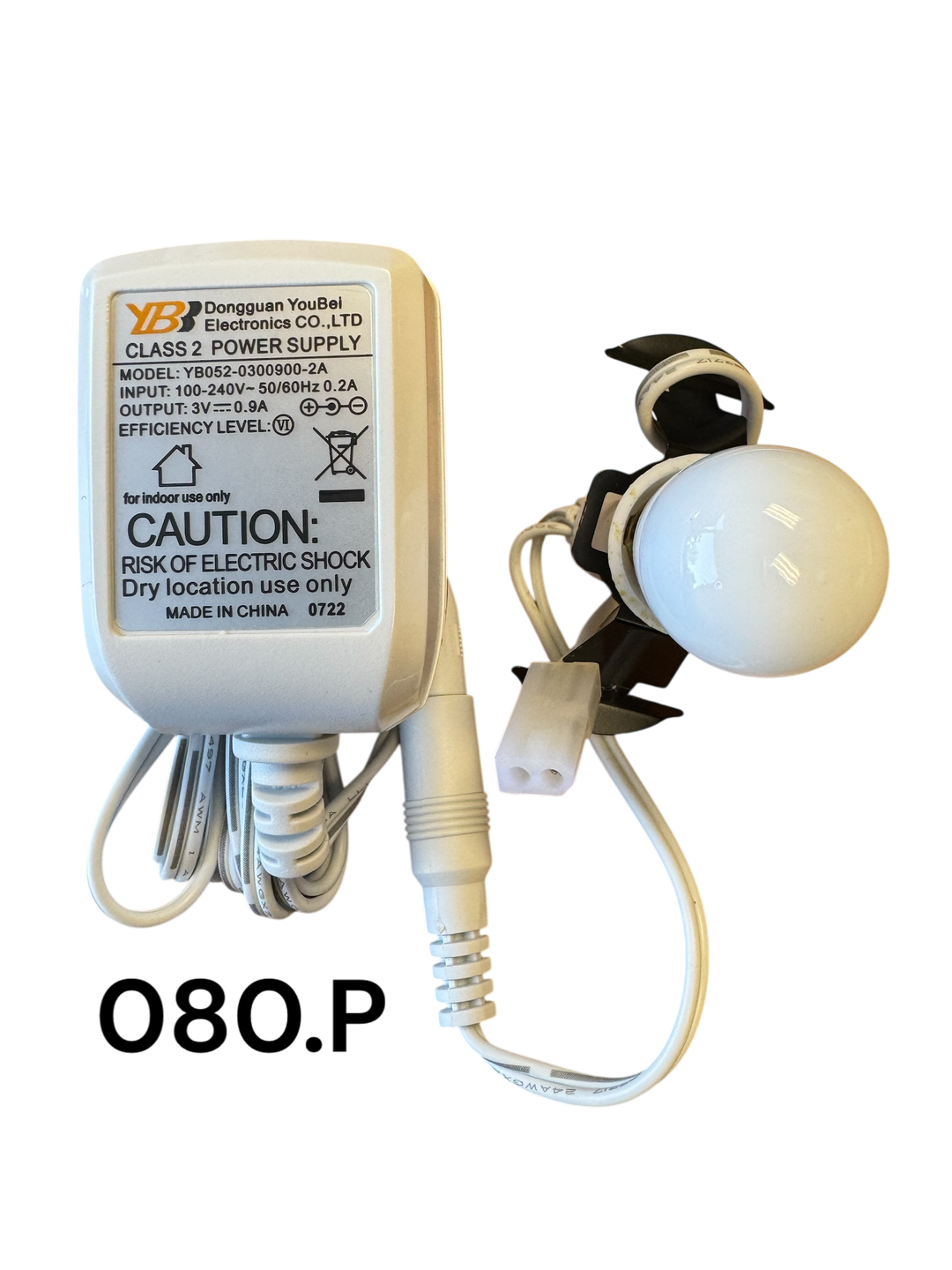 Replacement Adapter 3V DC 900mA white female aux clip w/light