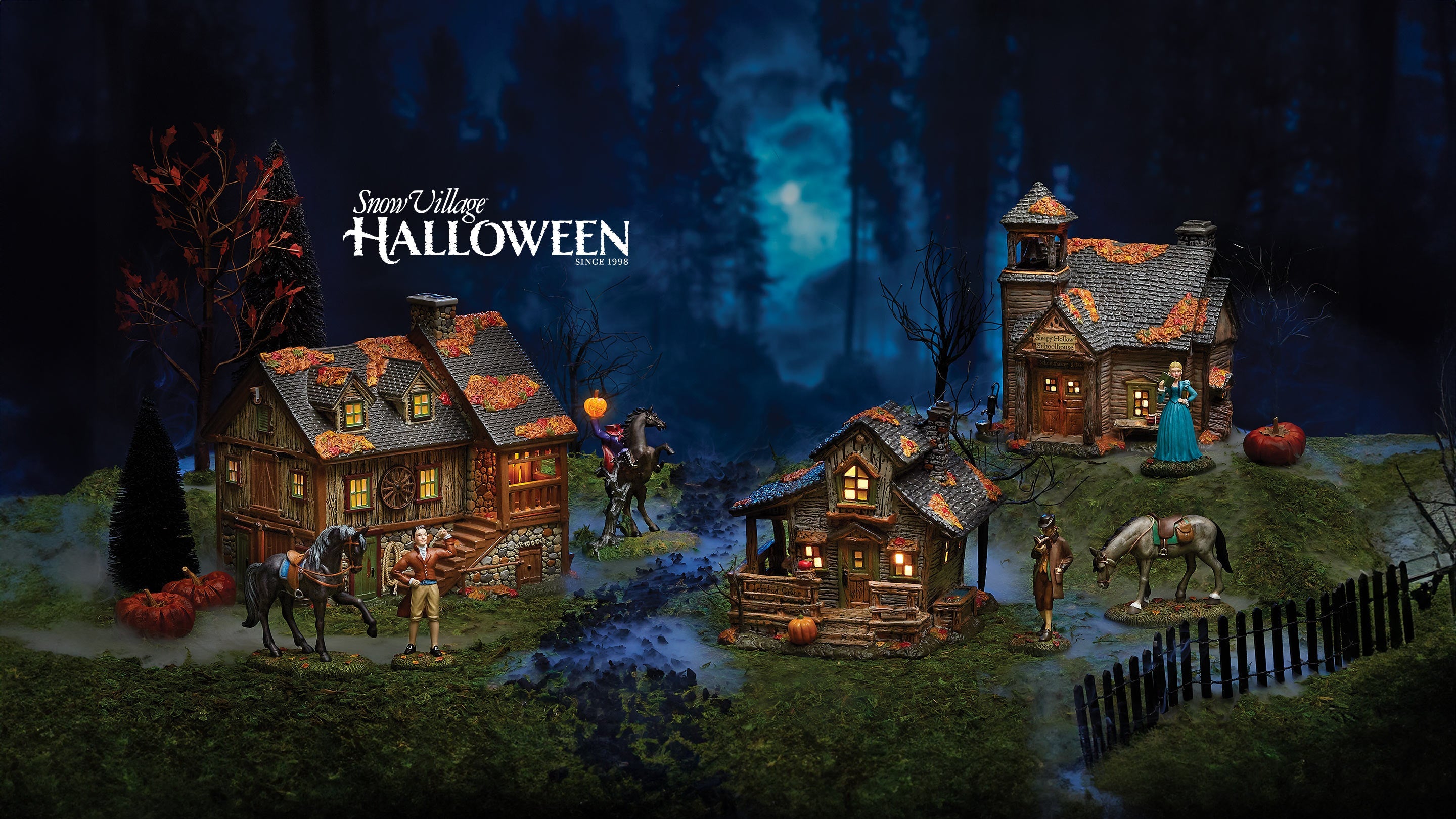 Department 56 Village Halloween lit buildings