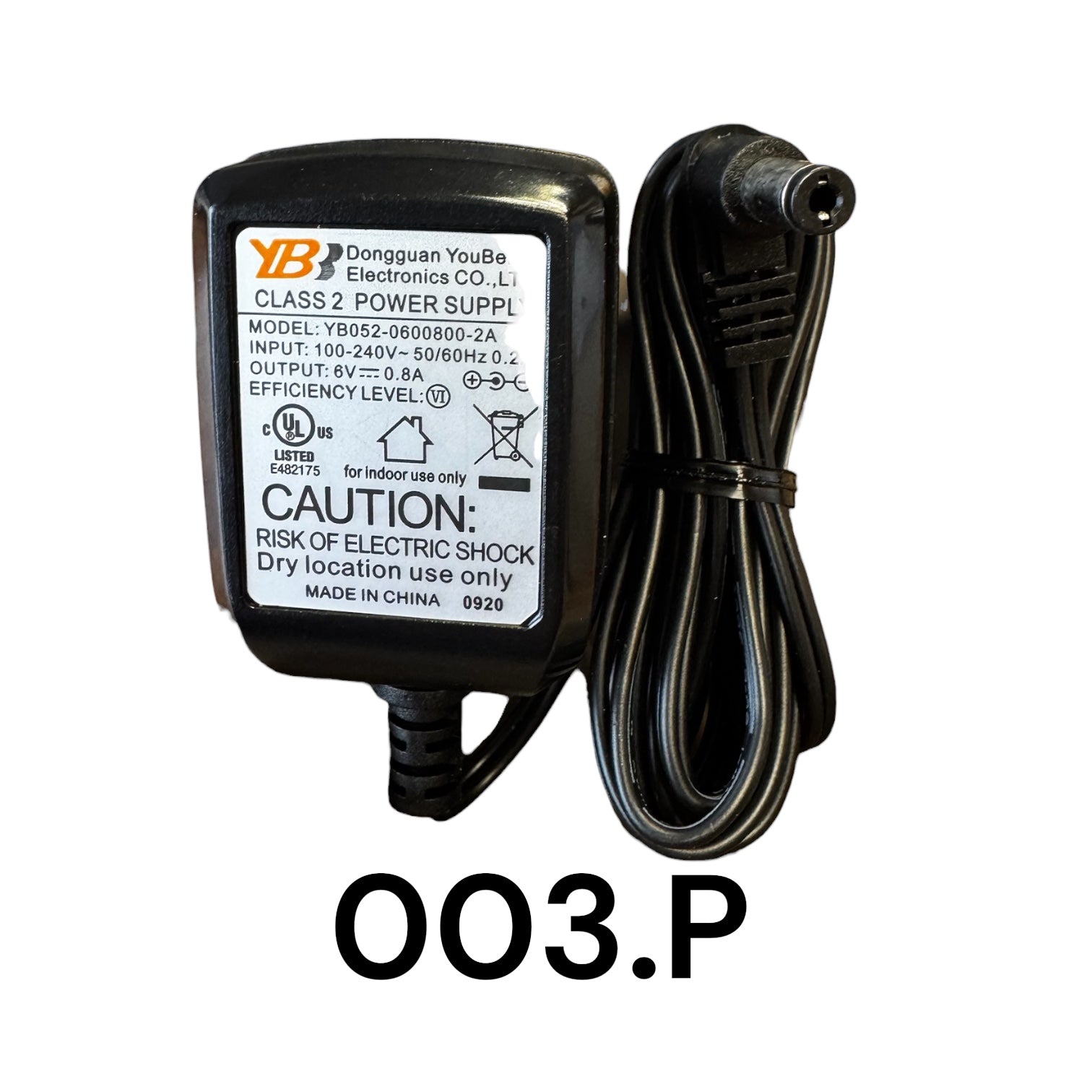 Black Replacement Adapter 6V DC 800mA with Right Angle Male Barrel