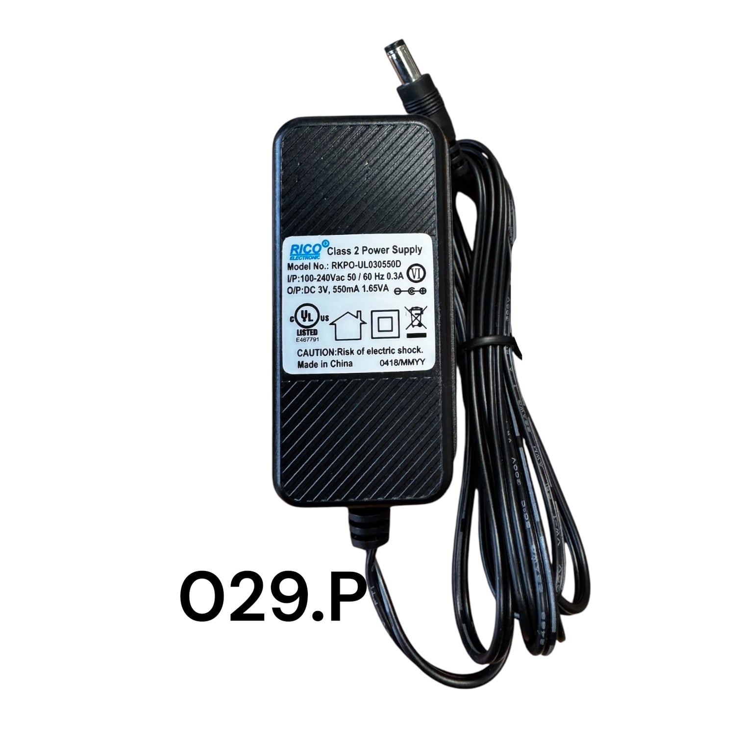 Black Replacement Adapter 3V DC 550mA with Male Barrel Jack
