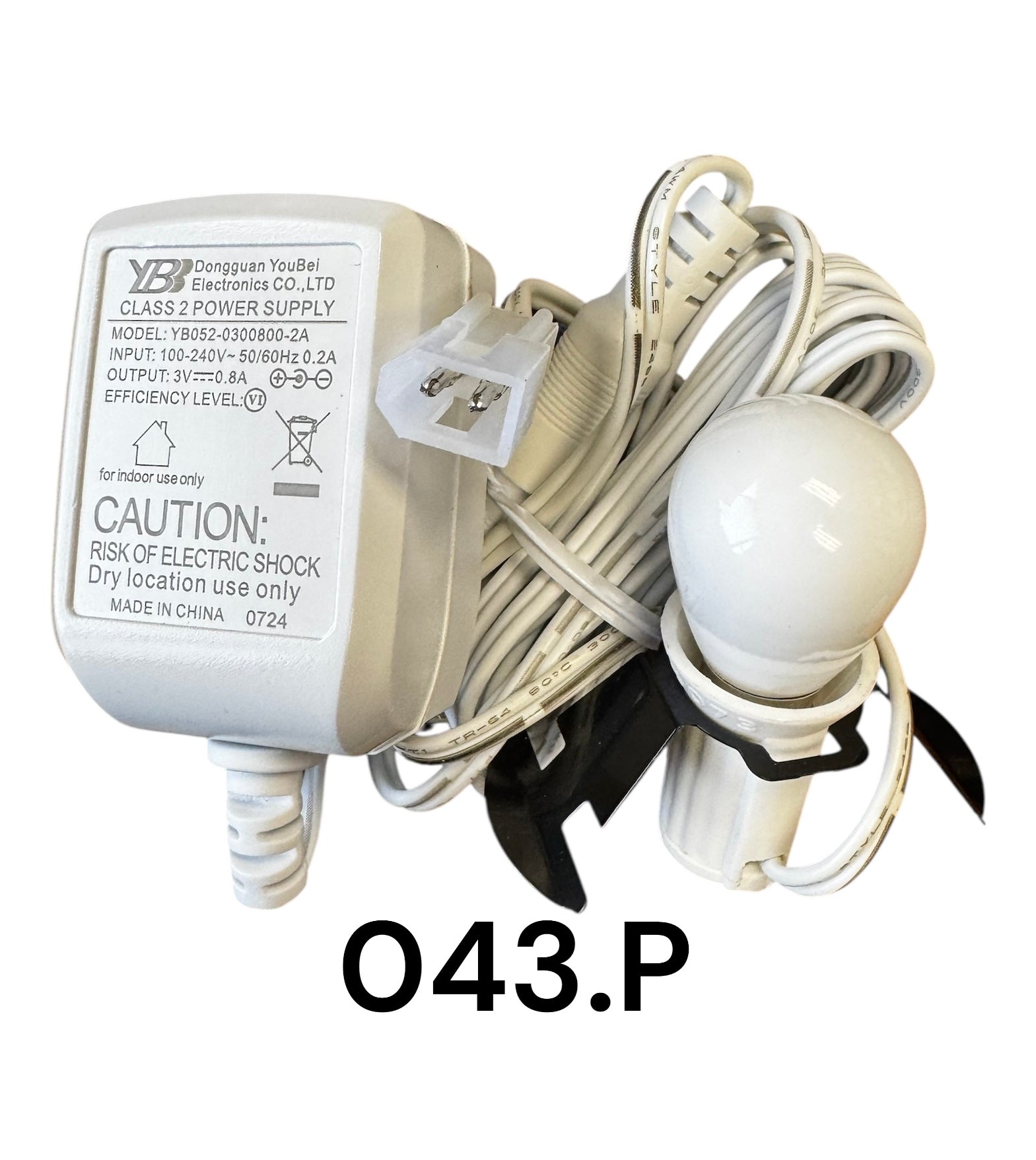 White Replacement Adapter 3V DC 800mA with Bulb and Female