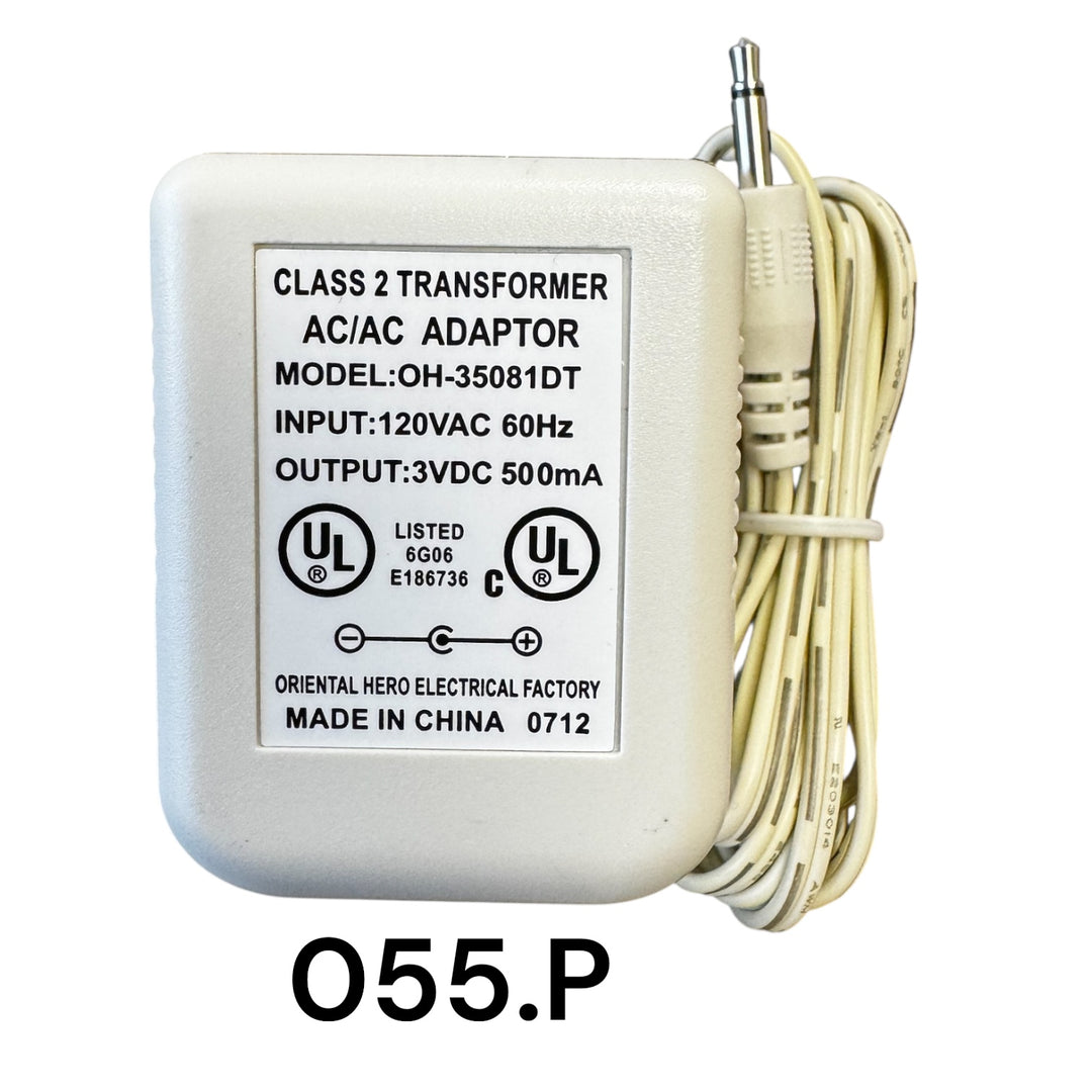 White Replacement Adapter 3V DC 500mA with a Male Jack
