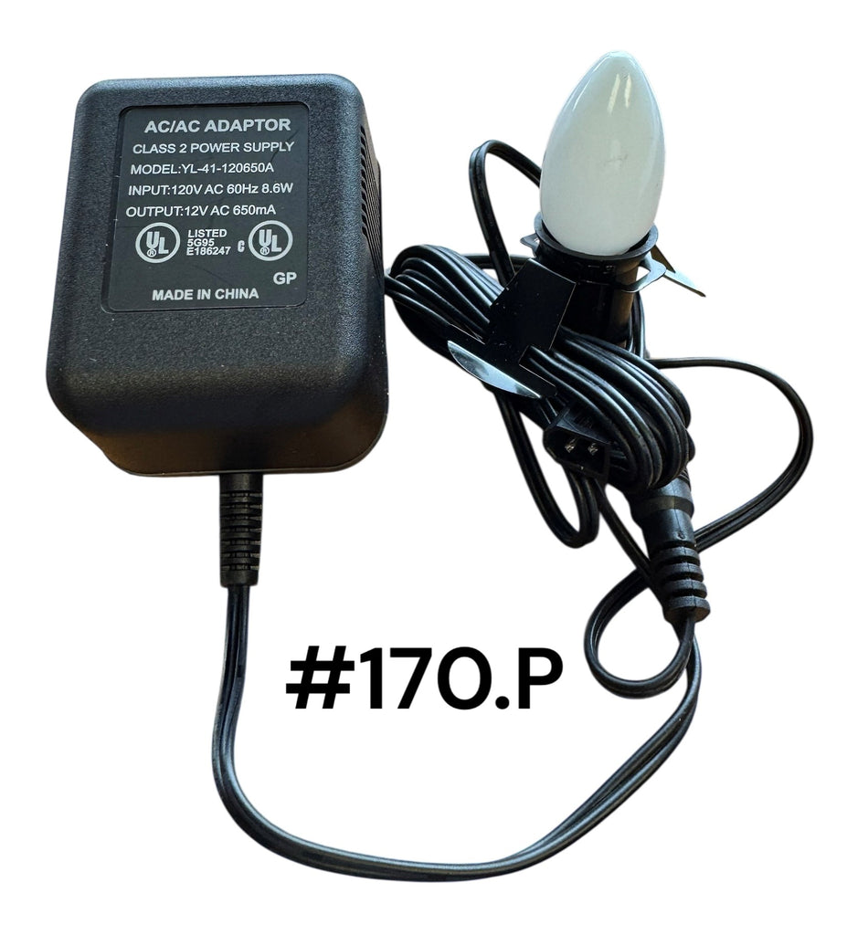 Replacement Adapter 12V AC 700mA black w/bulb and male aux clip