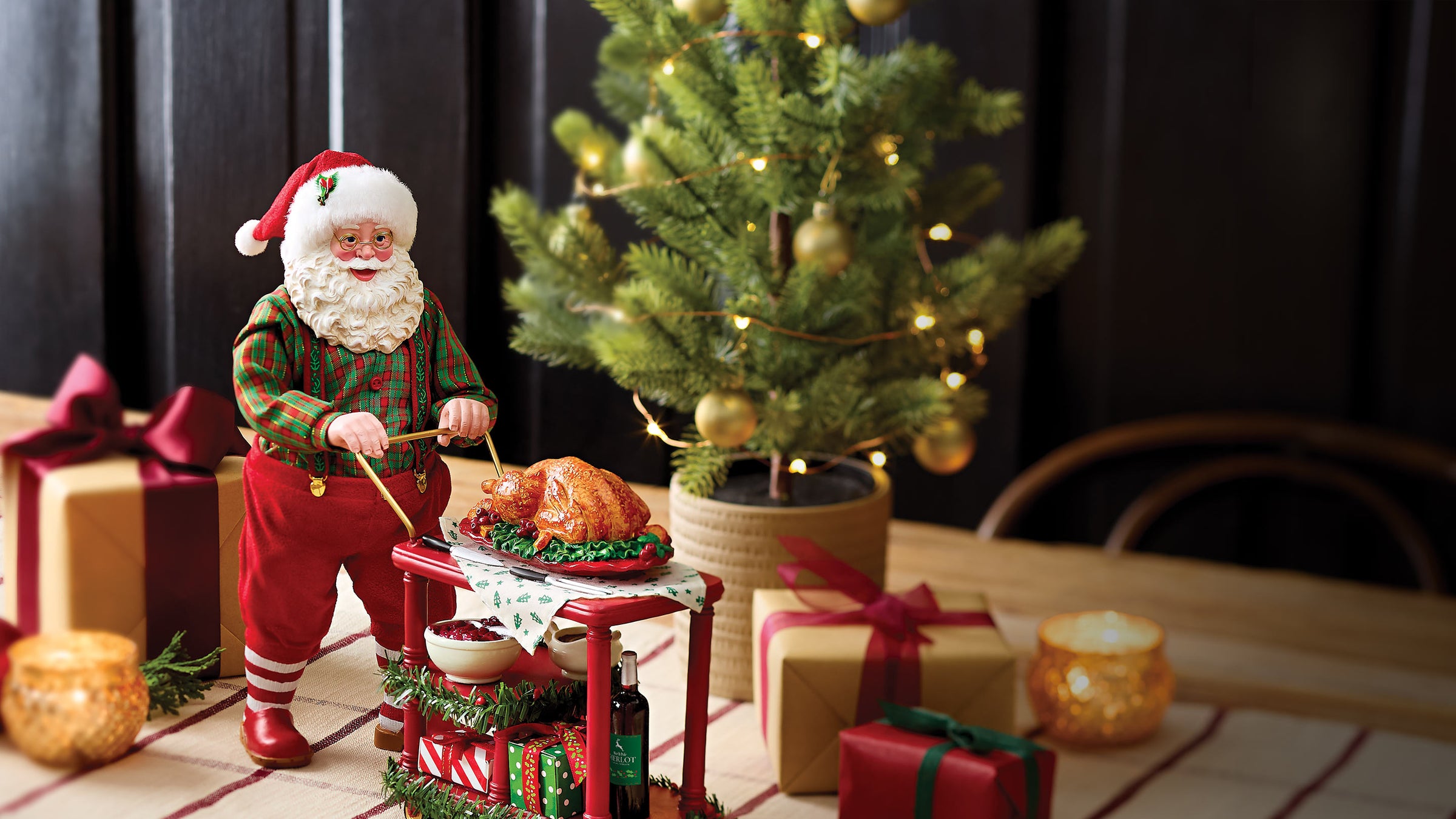 Possible Dreams Santa Figurine with Turkey