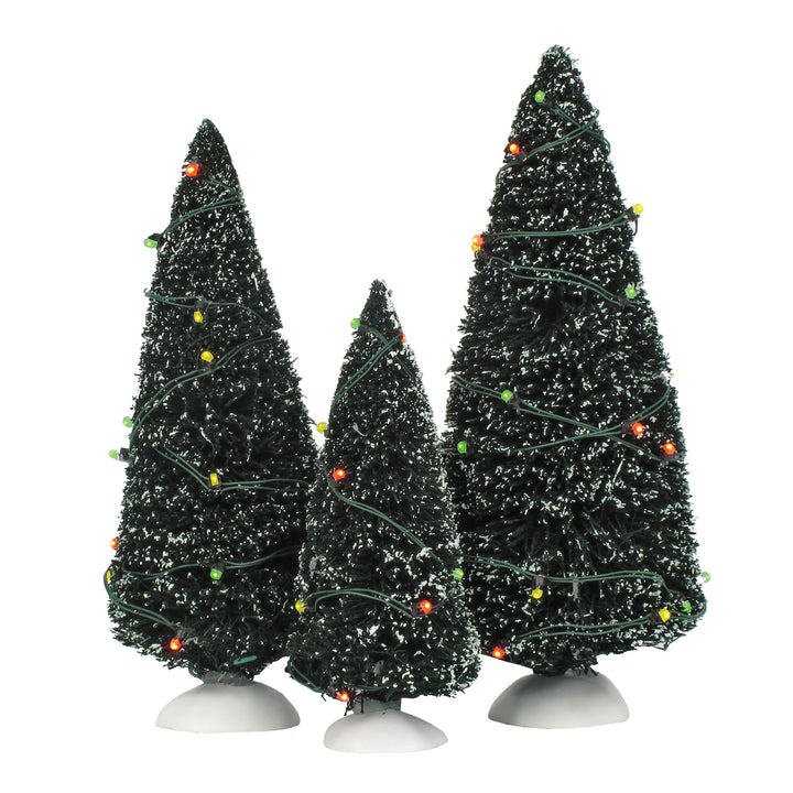 Twinkling Lit Trees Green S/3