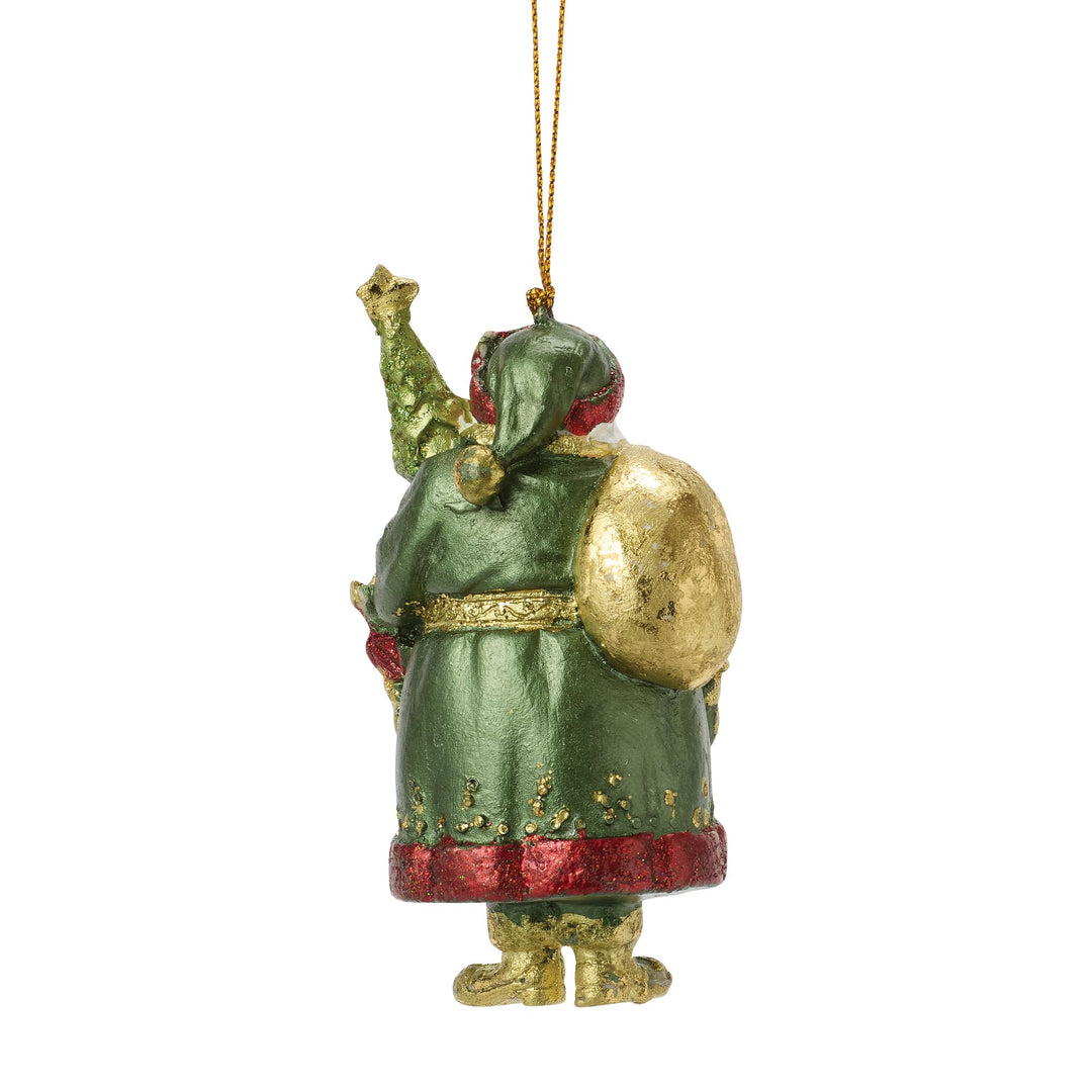 Santa Holding Tree Orn Green