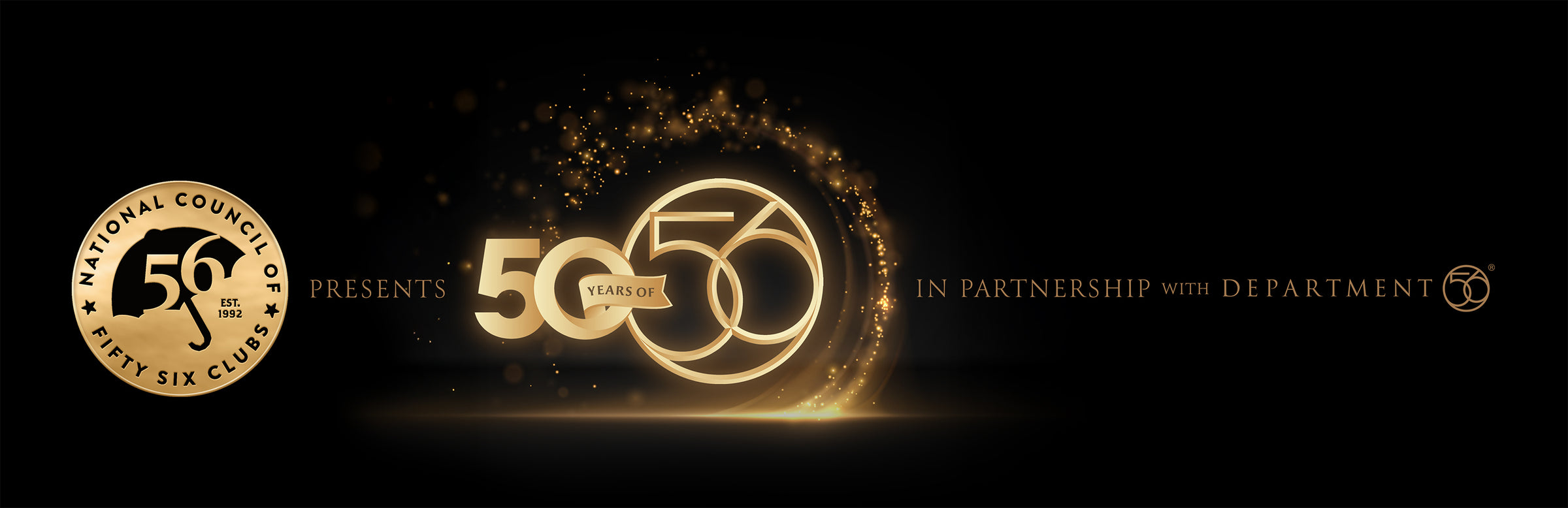 50th anniversary logo with 'National Council of Party Vixens Club' on a black background